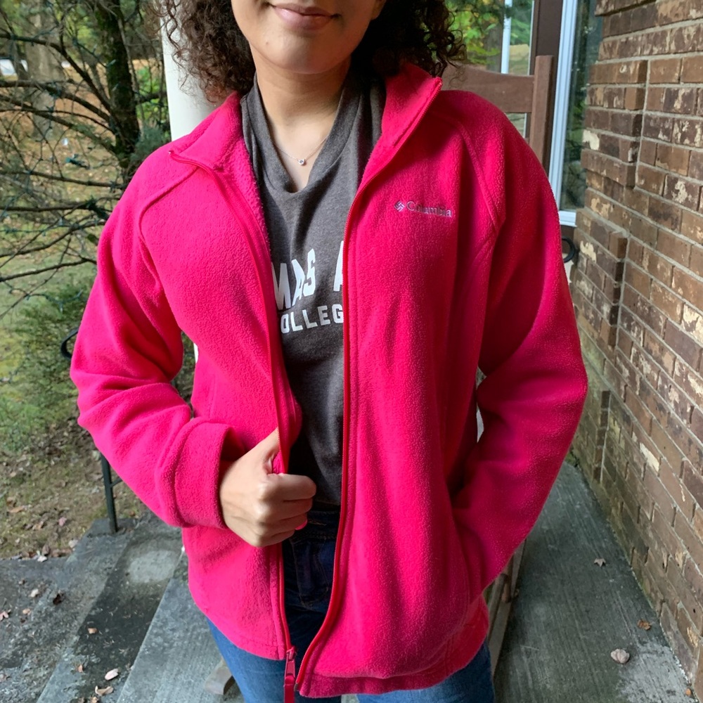 PINK GIRLS COLUMBIA ZIP-UP FLEECE JACKET